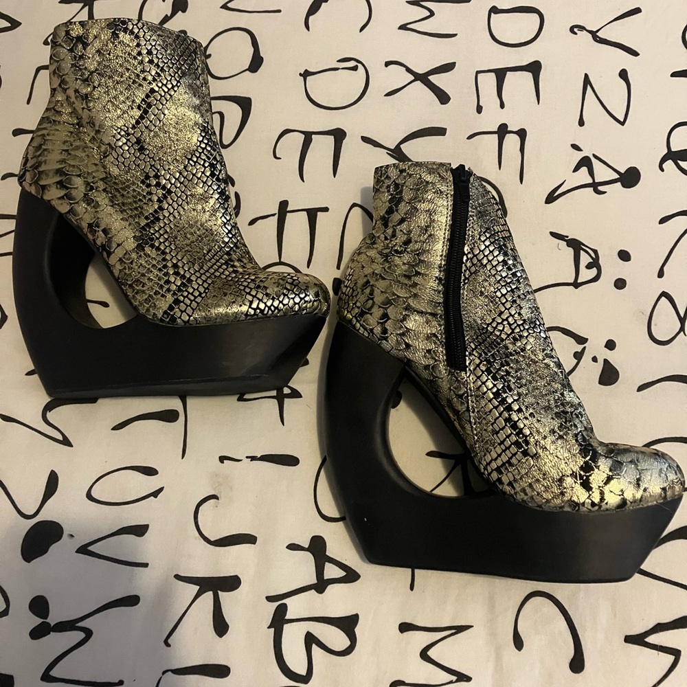 Jeffrey Campbell Snakeskin Wedge Ankle Boots